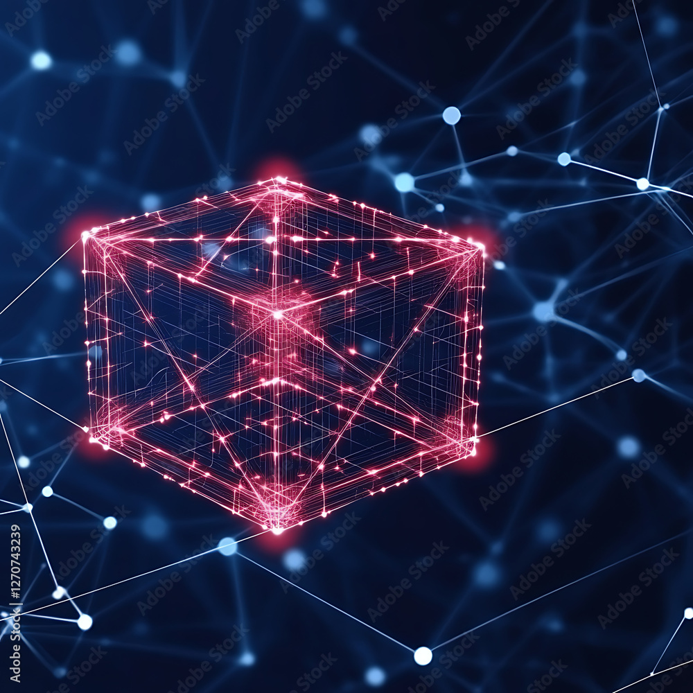 Poster intricate network cube illuminating future connections with artificial intelligence visual represent