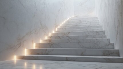 Obraz premium Modern marble stairs illuminated, interior design