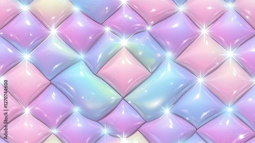 Poster iridescent diamond quilted pattern with sparkling glints elegant texture background shimmering surfa
