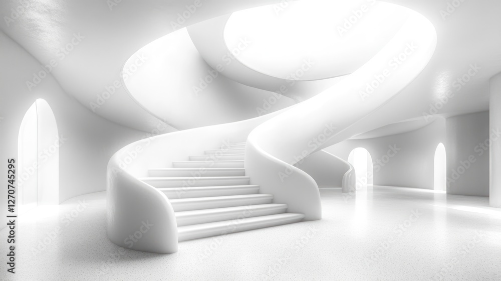 Wall mural Modern Spiral Staircase in White Interior