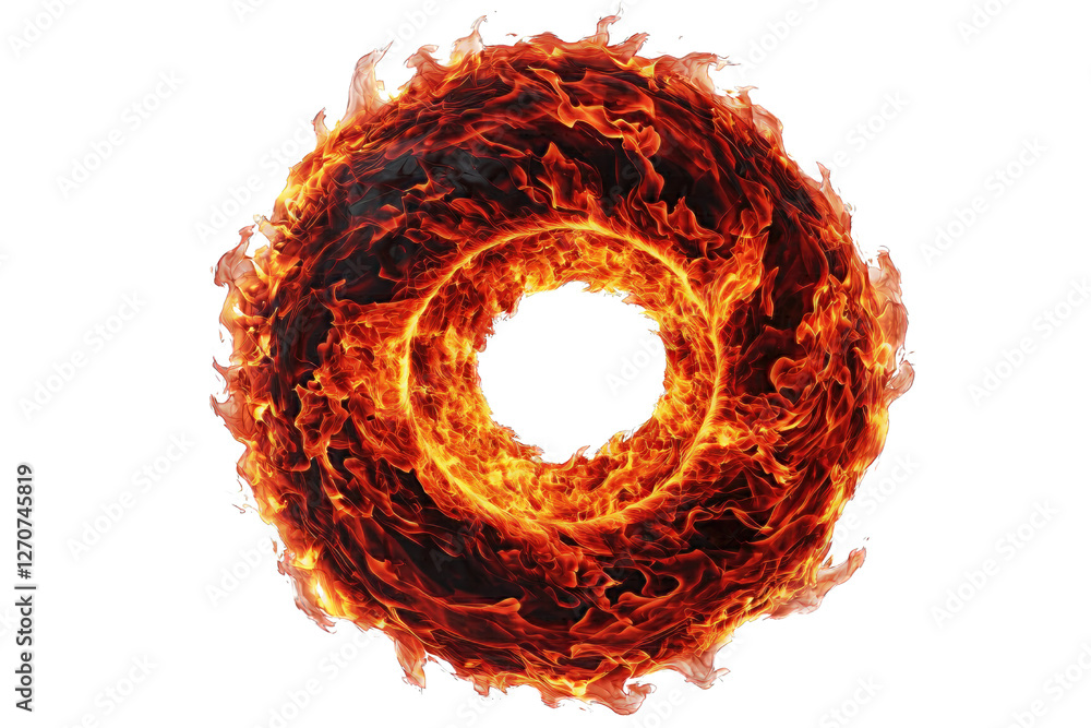 Poster flames dynamic concept. a vibrant flame ring showcasing intense colors and dynamic patterns of fire.