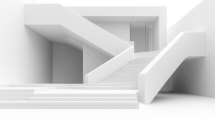 Modern white building interior stairs