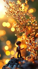 Miniature Figure Beekeeping Sunset Golden Bokeh