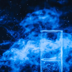 Laboratory Test Tube with Bubbles and Blue Liquid Experimentation in Scientific Environment