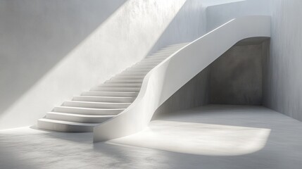 Modern white stairs in a sunlit interior
