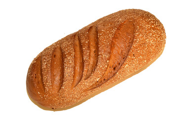 Whole grain wheat bread. Top view. Lies on PNG background.