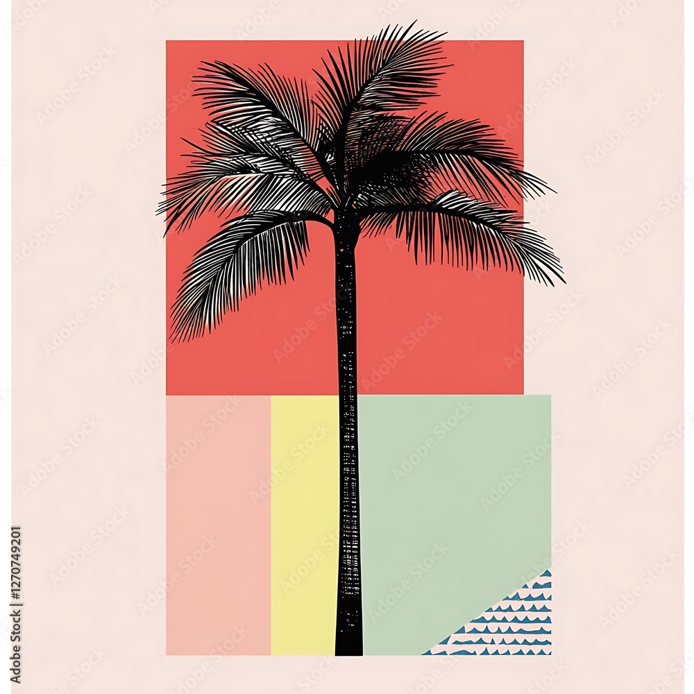 Poster abstract palm tree graphic design