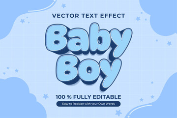 Editable Baby Boy Text Effect, Customizable Blue Design for Announcements