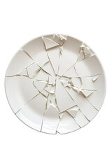 Ripped torn concept. A shattered plate symbolizes broken relationships and emotional distress.