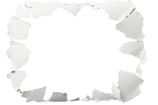 Ripped torn concept. A torn paper frame with a blank center for text or images in a creative design.