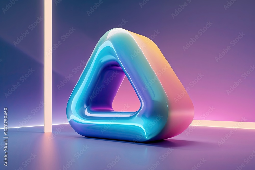 Poster futuristic 3d abstract shape with gradient colors and dynamic light effects