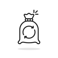 black thin line money bag like receive payment icon