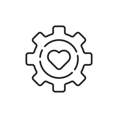 cardiotechnology icon like thin line gear and heart