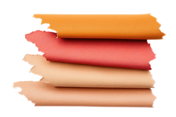 Ripped torn concept. Colorful paper sheets arranged creatively on a white background for art projects.