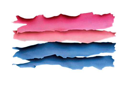 Ripped torn concept. Colorful torn paper stripes in pink and blue for creative design and backgrounds.