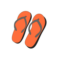 Flip flops, travel and tourism, beach slippers sign vector graphics, a orange flip flops on a white background