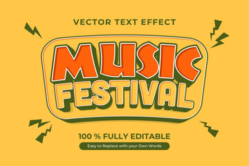 Editable Music Festival Text Effect Vector Graphic Design Template