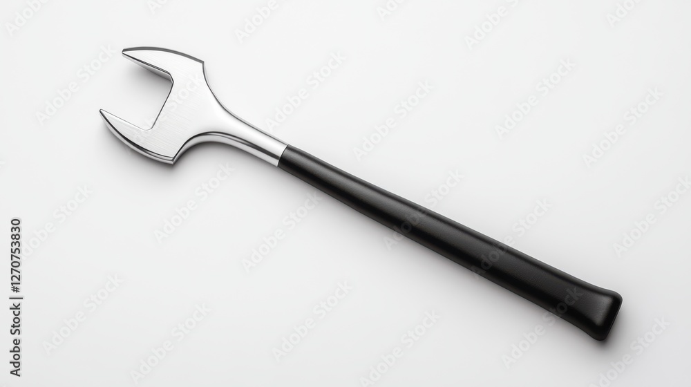 Aufkleber sleek chrome adjustable wrench with black handle on a light background for tool enthusiasts and prof