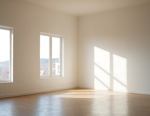 Fototapeta premium 3D rendering exhibition background,Shadow on a white wall,backgrounds, corner, elegance, flooring, horizontal, indoors, no people, window, color image, copy space, 2545