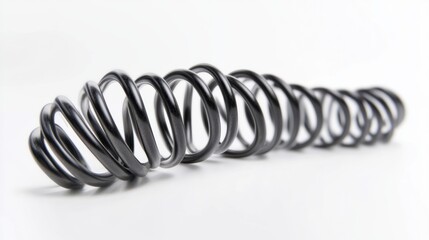 Artistic perspective of a flexible iron spring forming abstract shapes on white.