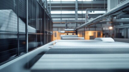 Obraz premium Industrial Factory Conveyor Belt System: Close-up View