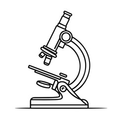 Microscope icon, black and white PNG for science and laboratory design