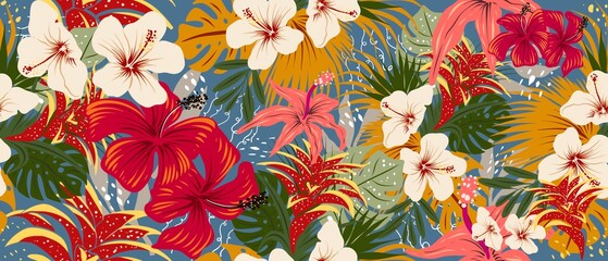 Abstract botanical background. Flowers background. Modern abstract flowers illustration, spring floral wallpaper
