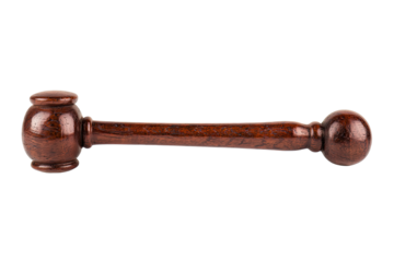 Justice responsibility concept. A wooden judge's gavel symbolizing authority and justice in a courtroom.