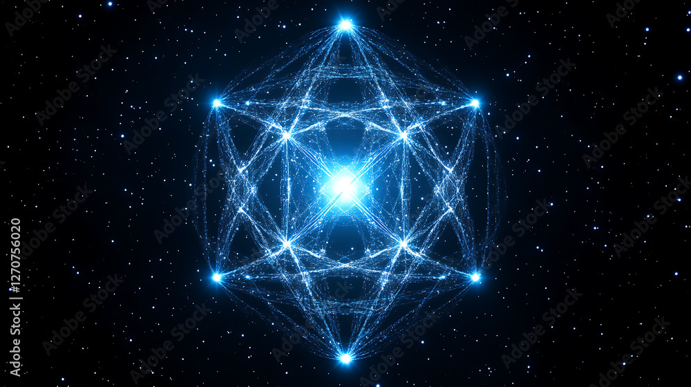 Aufkleber luminous geometric configuration in cosmic space with dazzling starfield and sparkling design
