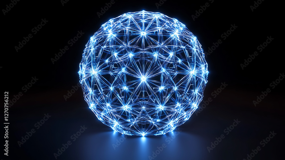 Poster luminous geometric sphere with interconnected lines design technology and futuristic concept