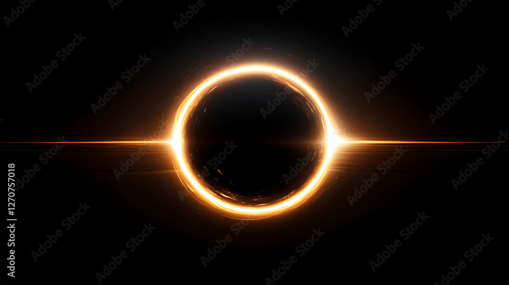 Poster luminous halo eclipse sphere on deep backdrop radiating energy light source design element creation
