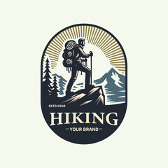 Vintage Hiking Logo design. logo concept for adventure, camping and outdoors activity