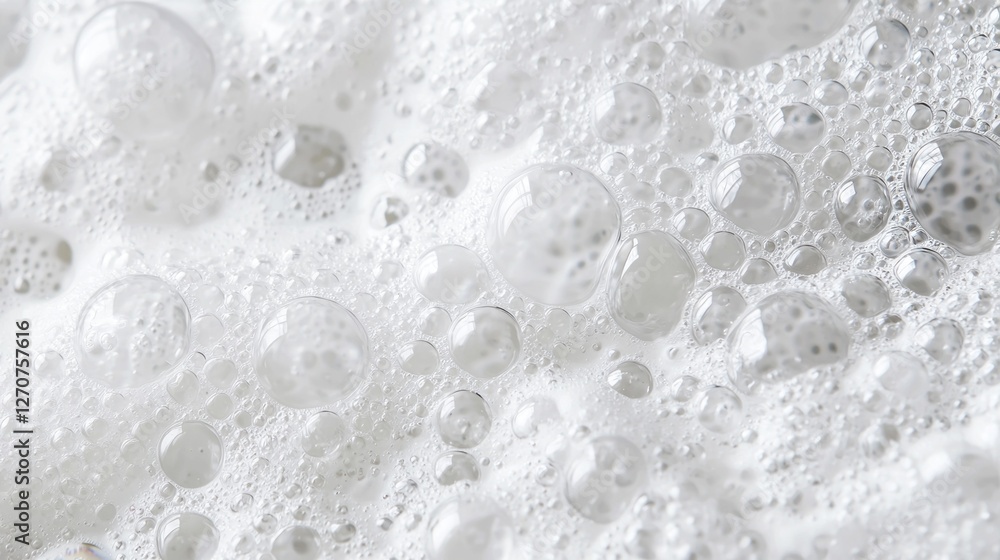 Poster layers of soft white bubbles weave together, forming a soothing foam that invites you to unwind. thi