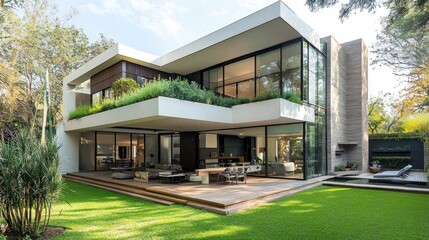 Modern Architectural Design: Luxurious House in Lush Greenery