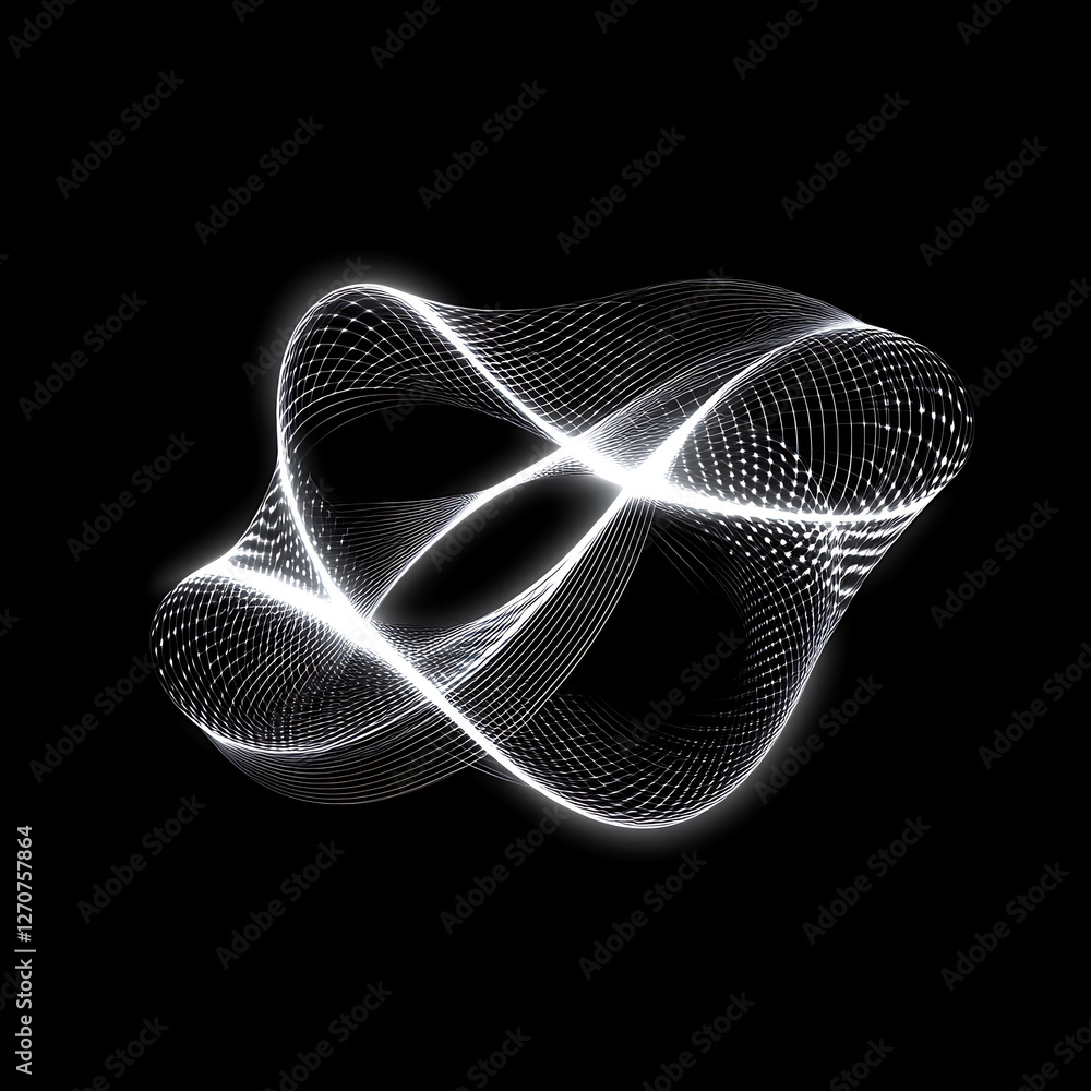 Poster luminous interwoven light structure abstract design artistic visual display on a black background