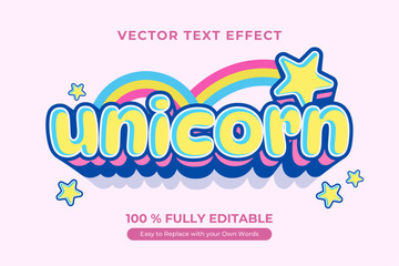 Editable Unicorn Text Effect, Rainbow, Stars, and Pastel Colors