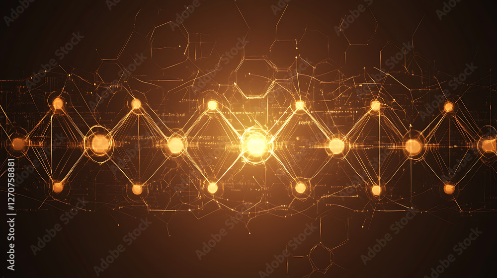 Poster luminous network connection with diamond shaped nodes in digital space technological structure