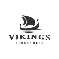 Obraz premium viking ship simple logo design vector template illustration