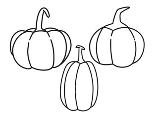 Vector Set of Pumpkin Isolated In Black Outline Element for Ads, Poster, Template