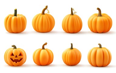 Halloween Pumpkins Isolated On White Background