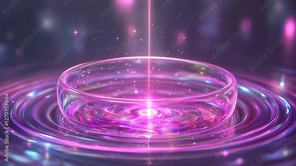 Poster Luminous Portal to Another Dimension with Sparkling Waves of Energy and Translucent Circular Structure