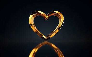 Gold heart shape on black background