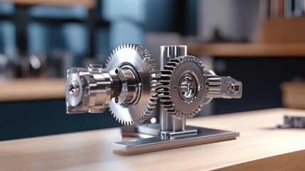 Fototapeta premium Precise Metal Gears: Engineering Mechanics in Motion
