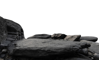 Rock Isolated, Stone podium, Cliff mountain stone sea on white background well material design exhibition platform and Space montage your product display, Clipping path
