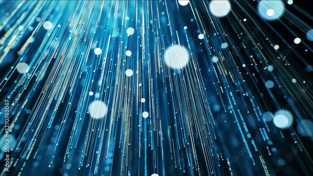 Aufkleber dynamic blue light rays with digital particles in a 4k environment