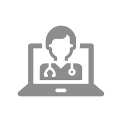 Online doctor appointment vector icon. Medical exam or visit via internet, online consultation.