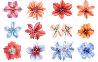 Obraz premium Collection of colorful floral illustrations