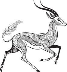 Antelope Line Drawing Vector on White Background