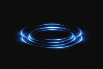 Neon glowing portal of light. Circle light effect. On a transparent background.