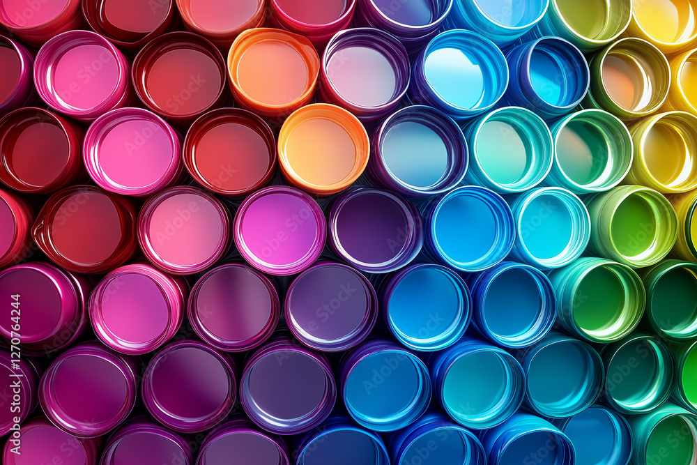 Aufkleber abstract multicolored rainbow colorful background with cylinders. ceramic round tiles. geometry patt